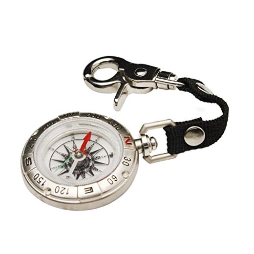 Ueasy Portable Compass for Hiking, Outdoor Camping Pocket Compass Navigation Tools Keychain Survival Compass (Silver)