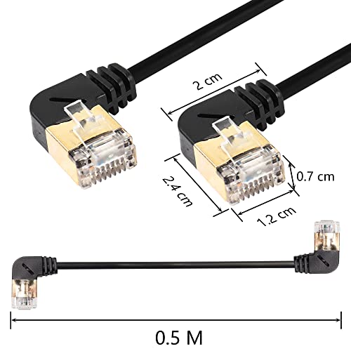 SinLoon RJ45 Cat8 Ethernet Cable,90 Degree Male to Male High Speed Cat8 Network Cable,40Gbps 2000Mhz SFTP Patch Cord For Router Modem Server (Left to Left) - Image 2