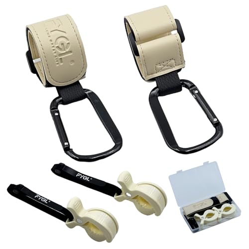 FYGL ブランケットクリップ セット ベビーカー用 2個ABSクリップ+2個PUレザーフック付き 延長ストラップと透明収納ケース付属 6点セット 落下防止 - ライトイエロー