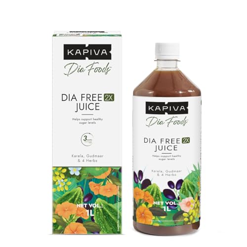 Image of Kapiva Dia Free 2X Juice-1L | New and Improved | Helps Manage Sugar Levels With 6 Powerful Herbs | 100% Ayurvedic Juice with Karela, Jamun & Gudmar | 1 Month Pack