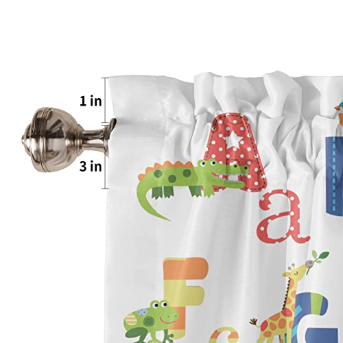 Valance Curtains For Kitchen Window, Cute Animals Alphabet For Kids Rod Pocket Valances Window Treatments Colorful Printed Short Curtains For Bedroom/Living Room,54" X 18" -1 Panel, #TOP1