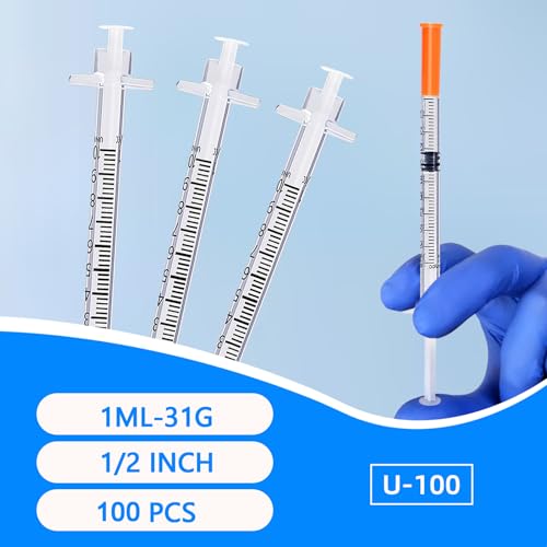31G 1ml 1/2 Inch Lab Syringes, Disposable Individual Package – Box of 100