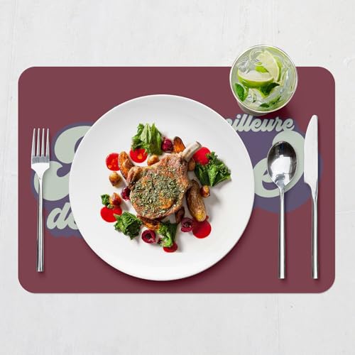 Set de table rouge antidérapant grand format isolant pour assiette chaude - 7