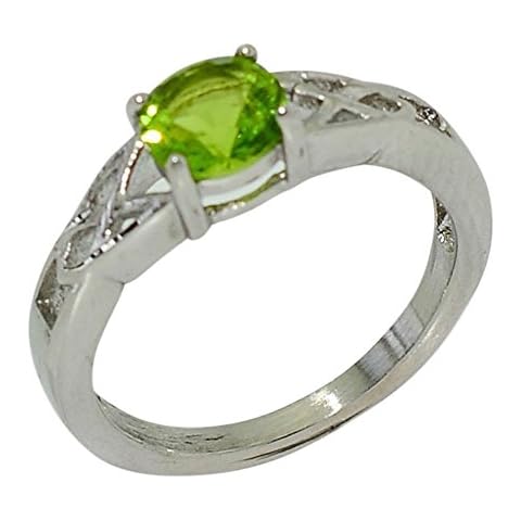 Birthstone Ring~August~Stainless Steel~Celtic~Cubic Zirconia CZ~Peridot~Light Green Crystal~Mother's Ring~Fashion Ring~Women's Jewelry (8) Cover