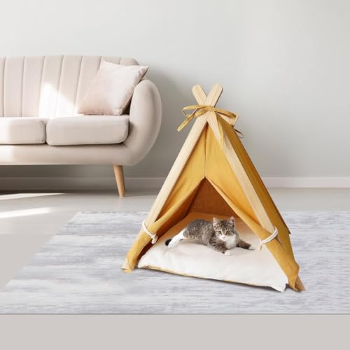 Joyfultails Tipi Zelt für Haustiere Hundezelt Katzenzelt, Haustierzelte Häuser mit Kissen Abnehmbar Haustier Hundebett Katzenbett