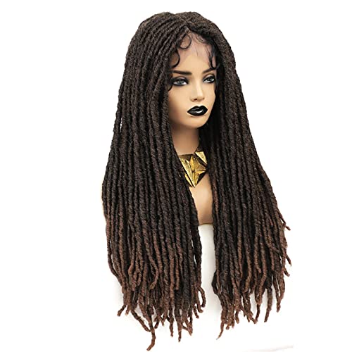 Peluca trenzada, pelucas sintéticas delanteras de encaje, pelo trenzado con rastas de 28 pulgadas para mujeres negras, peluca de trenzas de pelo de ganchillo Faux Locs Cover