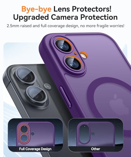 Image of CANSHN Magnetic for iPhone 17 Case, Upgraded [Full Camera Protection] [Compatible with Magsafe] [Translucent Matte] Shockproof Protective Phone Case for iPhone 17 - Deep Purple