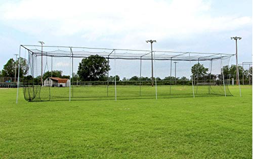 Cimarron Sports 55' x 14' x 12' #24 Twisted Knotted Twine Poly Batting Cage Net with 4 x 6 Vinyl Backstop
