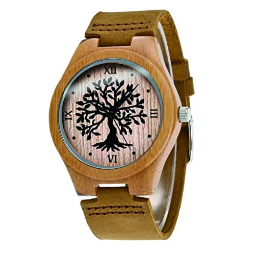 Montre Viking Yggdrasil en bois noble et bracelet cuir vintage par WYPAN