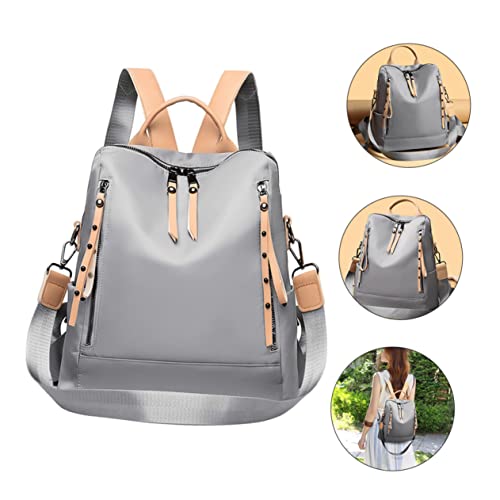 Sac à dos de cours ecole grey en tissu Oxford pour femme - 5