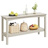 Costaelm Outdoor Plant Table, 55' HDPE Rectangle Shelf for Patio, Waterproof 2-Tier Shelf Entry Console Table, Coffee Bar Pub Side Table for Indoor/Outdoor, Balcony, Yard, Garden, Sand