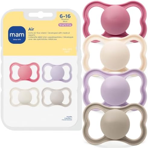 MAM Air Pacifier 6-16 Months, Extra Air Flow for Sensitive Skin, 4 Pack