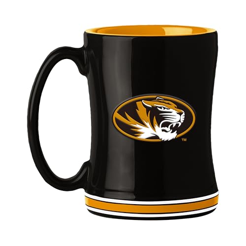 Image of Logo Brands NCAA Missouri Tigers 14 oz Relief Coffee Mug - Officially Licensed Mug, Sculpted 3D Logo and Team Colors - Comfortable Handle and Glossy Finish for College Sports Fans