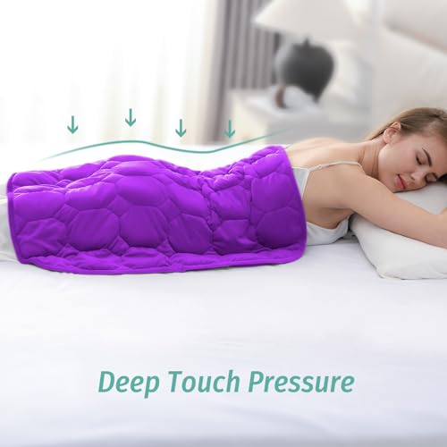 Image of Wemore Weighted Lap Blanket 7lbs, 24x29 Small Travel Blankets for Adults | Weighted Lap Pad for Relaxation, Stress Relief & Better Sleep; Soft Blanket Throw; Machine Washable; Glass Beads; Dual Purple