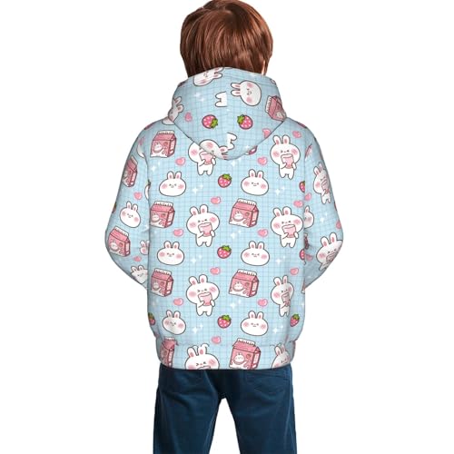 Cute Rabbit with Milk Box Kid Hoodies Boys Sweatshirts Girls Pullover with Pocket4