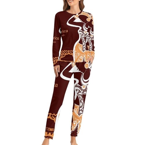Pyjama femme africaine anti-irritation ensemble de nuit t-shirt manches longues et pantalon