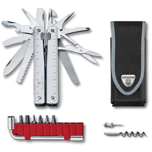 Victorinox Multifunktionstool, Swiss Tool X Plus, Taschen-Werkzeug, 38 Funktionen, Kombi-Spitzzange , Feststellklinge, Nylon-Etui
