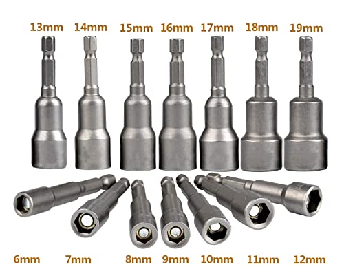 14 Pcs Magnetic Hexagon Socket, 6-19mm Hex Shank Magnetic Nut Setter Driver, Hex Drill Bits,1/4 Inch Magnetic Drill Bit Set, Used to Electric Screwdriver Handle Tools 2 14 Pcs Magnetic Hexagon Socket, 6-19mm Hex Shank Magnetic Nut Setter Driver, Hex Drill Bits,1/4 Inch Magnetic Drill Bit Set, Used to Electric Screwdriver Handle Tools - Image 2