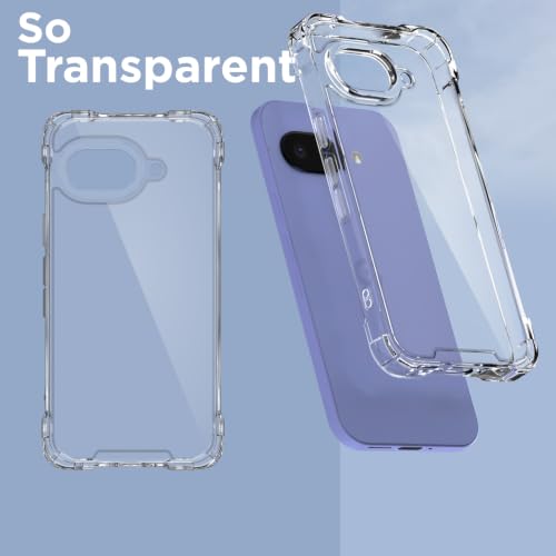 Image of Outlouders Back Cover for Google Pixel 9A Clear Transparent PC + TPU Bumper Case with Raised Edges for Shockproof Protection (Transparent)