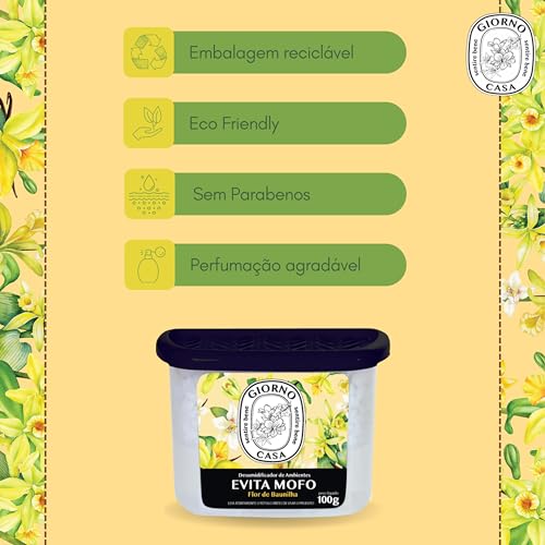 Giorno Casa Evita Mofo Absorventes De Umidade (Desumidificador) Flor De Baunilha 100 G Amarelo