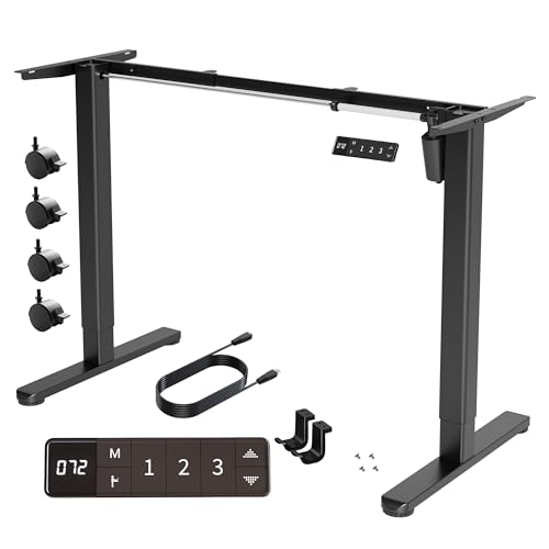 Claiks standing desk frame Electric Height Adjustable Desk Legs Sit Stand Desk Frame with 4 Memory Controls for Home Office Black