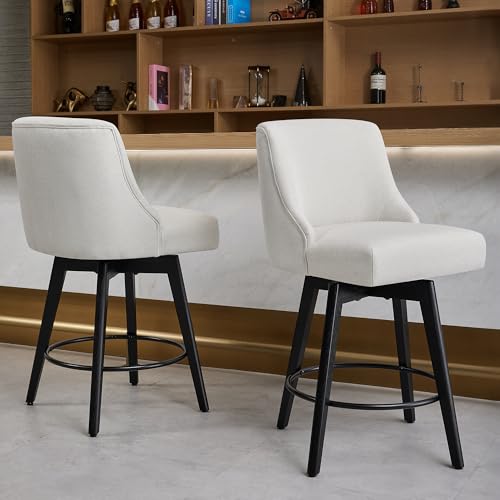 Image of 26 inch Counter Height Swivel Bar Stools, Set of 3, Cream