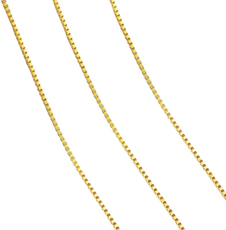 14K Real Yellow Gold Box Chain Necklace for Men & Women, Gold Jewelry (0.6mm, 1mm - Available in 16 to 30 Inch Lengths) - Image 2