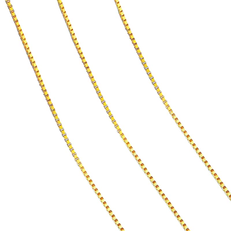 14K Real Yellow Gold Box Chain Necklace for Men & Women, Gold Jewelry (0.6mm, 1mm - Available in 16 to 30 Inch Lengths)2