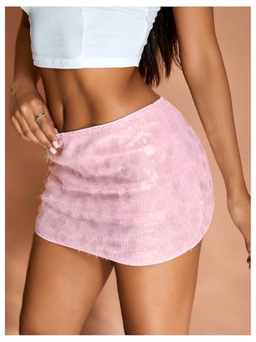 MakeMeChic Women's Sequin Sparkly Skirt Mini Micro Glitter Y2k Low Rise Summer Skirt3