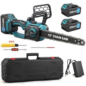 Mini Kettensäge für Makita Batterie, 12 Zoll Akku Säge Elektrische Astsäge mit 1300W Bürstenloser Motor, 2 * 4000mAh Akku Handkettensäg Elektrisch für Gartenscheren Astschere Holzschneidenz