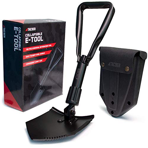TAC9ER Collapsible E-Tool Shovel 23" - Portable, Metal, Folding, Tactical Military Shovel