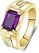 Finecreation_usa- 2.20 Ct Emerald Cut Purple Amethyst Mens Wedding Band Ring 14K Yellow Gold Finish 925 Sterling Silver (yellow, 12)