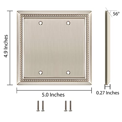 Image of Henne Bery Sunken Pearls Heavy Duty Decorative Wall Plate Switch Plate Outlet Cover (Double Blank, Satin Nickel)