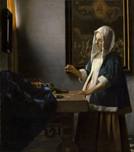 Affiche toile Jan Vermeer 60x90cm pour habiller un mur vide avec un portrait d'art intemporel