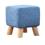 Square footrest Stool,Small Cube Solid Wood Padded Changing Shoes Stool Durable Footstool for Home-Sky Blue 28x25cm(11x10 inch)