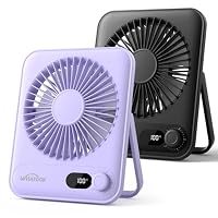 WHATOOK USB Ventilator Leiser 2 Stück: Stufenlos 1-100 Regler, 2000mAh Akku Tischventilator mit LED-Anzeige, Tragbarer Mini Ventilator für Tisch Schreibtisch Büro Zuhause Schlafzimmer – Ansicht 1
