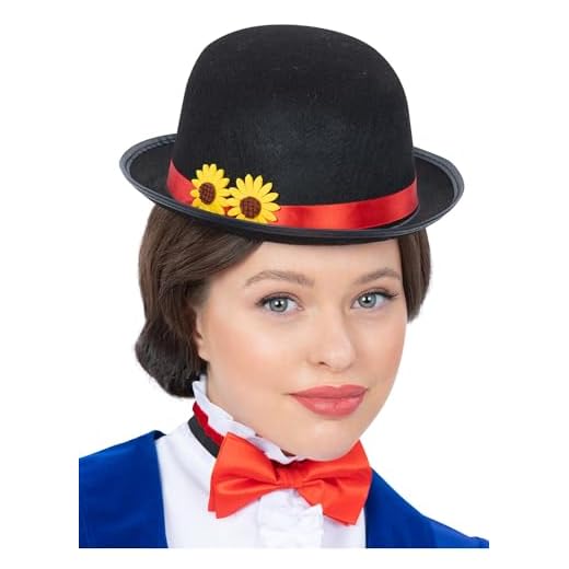 Smiffys Kit de niñera victoriana para adultos, con bombín negro y pajarita roja