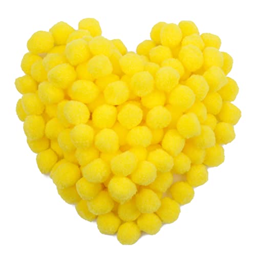 MORFEN 150 Pieces Pom Poms 1 Inch Yellow Craft Pom Poms Fuzzy Pompom Puff Balls Small Pom Pom Balls for DIY Arts Crafts Projects Home Decorations