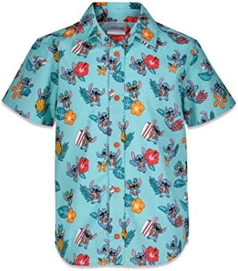 Disney Lilo & Stitch Big Boys Hawaiian Button Down Dress Shirt 10-12