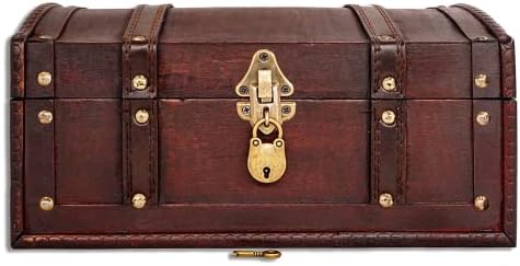 Brynnberg - Pirate Treasure Chest Storage Box - Flanders 12x7.9x6 - Durable Wooden Treasure Chest with Lock - Unique Handmade Decorative Wood Storage Box - Vintage Wood Chest Box - The Best Gift