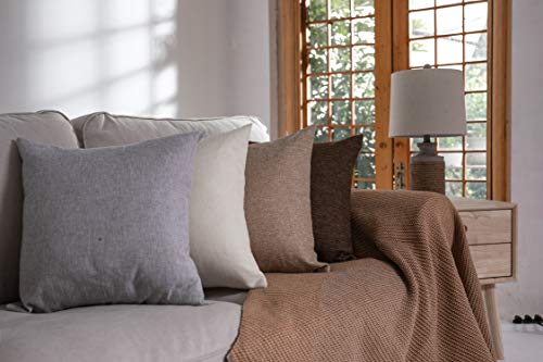 Elara Star Set Of 2 Linen Throw Pillow Cases Solid Square Decorative Pillow Covers 18X18 Inch For Couch Sofa Bed Chair,Natural Linen #TOP3