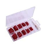 100 Pcs Red Acrylic French Style Artificial Half False Nails Nail Art Tips + Box + Glue