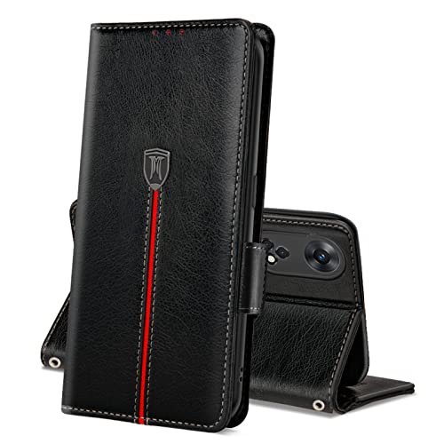 MAMA MOUTH Case for Oppo Reno 8T, Magnetic Leather Wallet Card Slots Oppo Reno 8T Phone Case, Flip Silicone TPU Bumper Protective Cover with Kickstand, Shockproof Book Case for Oppo Reno 8T Black