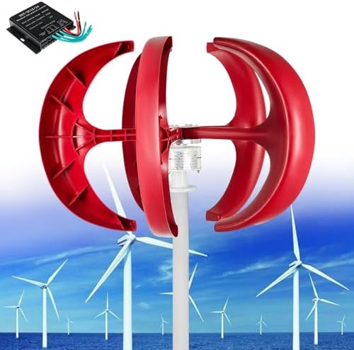 12000W Vertical Wind Turbine Kit, 5 Blades Wind Generator, 3-Phase AC Permanent Magnet, Complete with Controller for Hybrid Wind Solar Systems (White, 12V)
