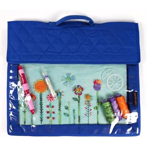 Yazzii Crafts Project Folder - Arts & Crafts Storage Bag Organizer - Portable & Multifunctional Crafts Storage Organizer for Sewing, & Crocheting - Royal Blue Cover