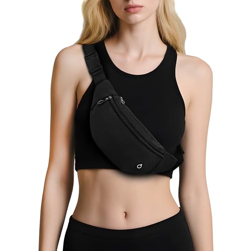 fanny pack for women and man crossbody bag cross body bag with adjustable strap for travel running hiking walking workout black