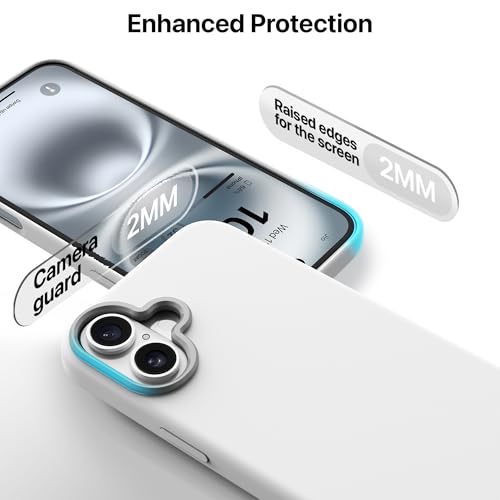 Image of eller sante Silicon Back Cover Case for iPhone 16 Plus Scratch Resistant TPU Shockproof 6ft Feet Drop Protection Support Mag-Safe Wireless Charging- White