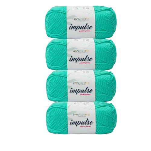 Image of WOAFashions Impulse Hand Knitting & Crochet Yarn, Premium Acrylic, 4 : Medium (Medium Turquoise) (4x100gms / 14.1oz)