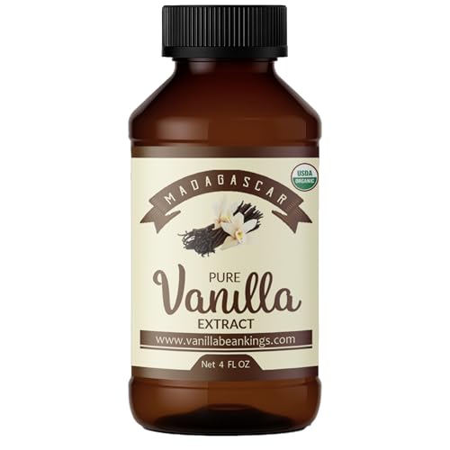 Organic Vanilla Extract - Made with Bourbon Madagascar Vanilla Beans - 4 fl oz – For Baking, Desserts, Home Cooking and Chefs