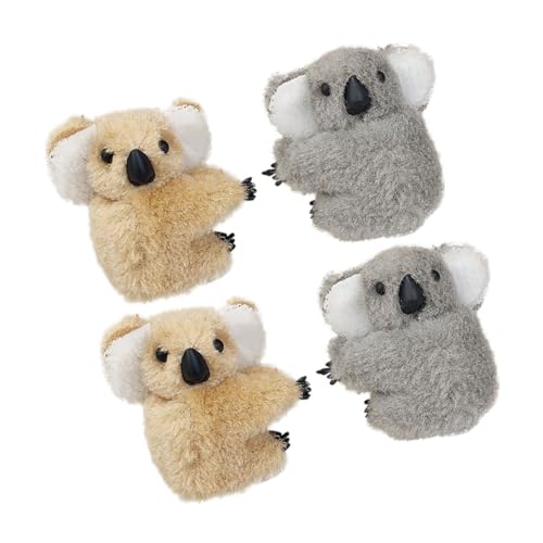 PENIKOKO 4個 かわいいぬいぐるみコアラカチューシャクリップ やわらかいぬいぐるみ素材 しっかりホールドの動物風爪クリップ 女性 向けファ